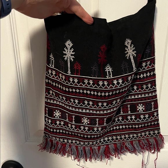 Handbags - Embroidered Black & Red Crossbody Bag